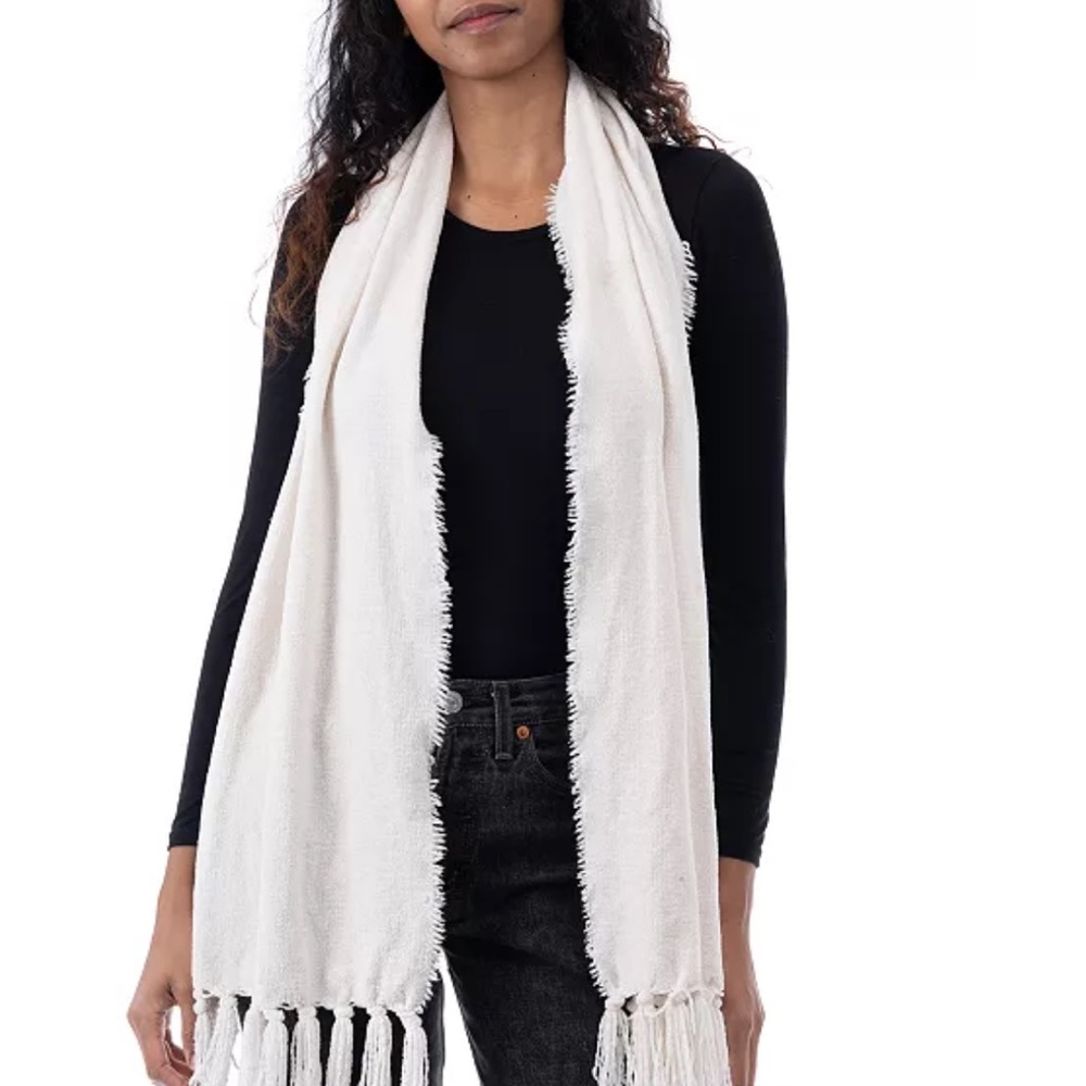 Style & Co Chenille Ivory Fringe Scarf - NWT